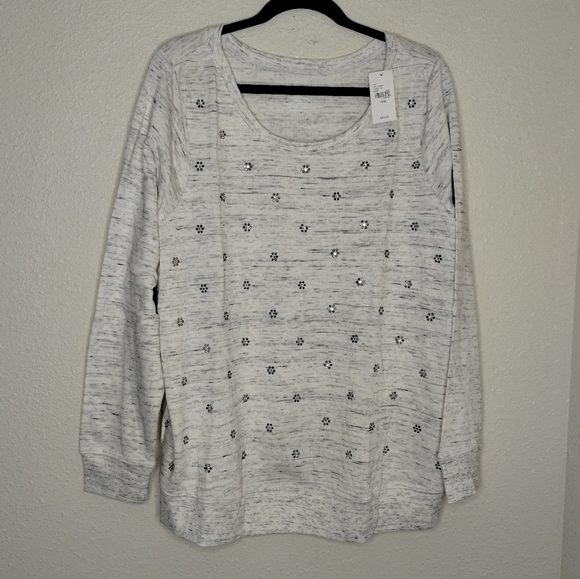 Lane Bryant Heathered Gray Rhinestone Flower Sweatshirt Womens Plus Size 18 / 20 - Picture 1 of 5